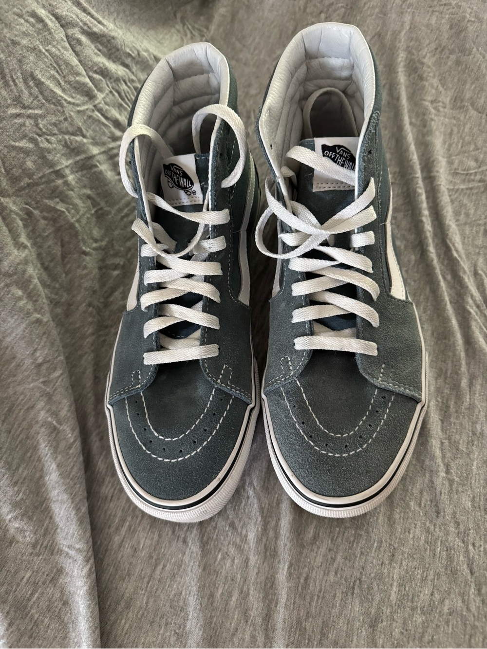 Vans High-Top Suede Sneakers in Dark Green and White
